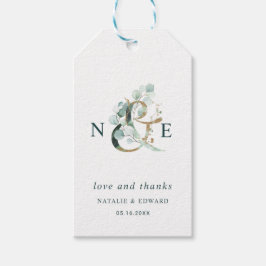 Etiquetas Para Regalos Boda Botánico Ampersand Gold Green Gracias