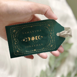 Etiquetas Para Regalos Boda Celestial de Emerald Green y Faux Gold Tarot