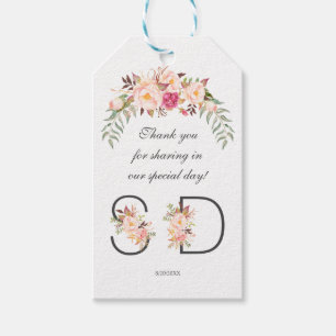 Etiquetas Para Regalos Boda Charm Pink Rubor Floral Monograma