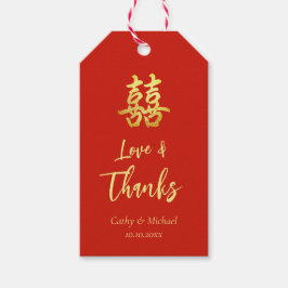 Etiquetas Para Regalos Boda china clásica roja amor y agradecimiento