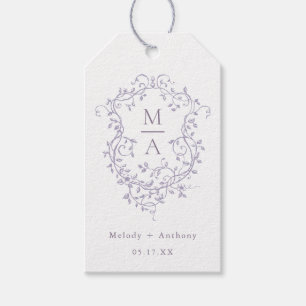 Etiquetas Para Regalos Boda con escudo floral de lavanda francesa elegant