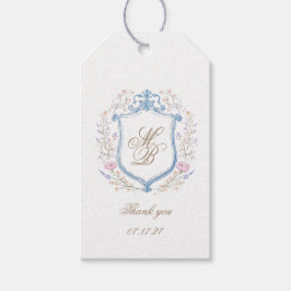 Etiquetas Para Regalos Boda con Escudo Floral Elegante