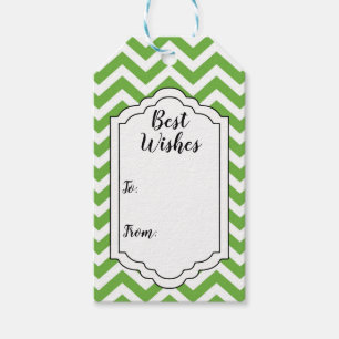 Etiquetas Para Regalos Boda Cumpleaños Chevron Verde Primavera y Blanco