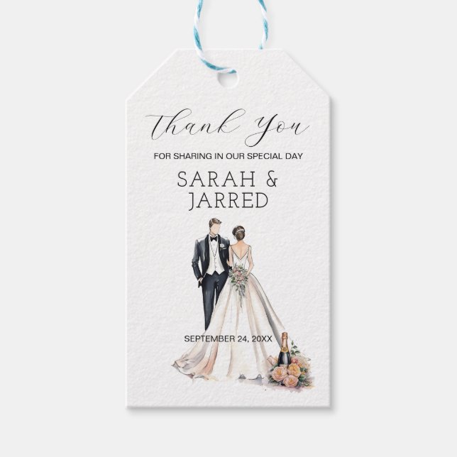 Etiquetas Para Regalos Boda de acuarela de Newlyweds (Anverso)