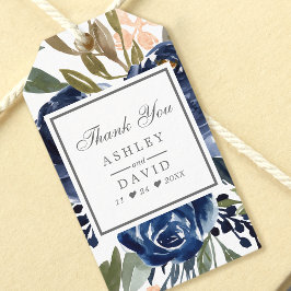Etiquetas Para Regalos Boda de acuarela del patrón floral azul de la mari