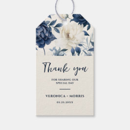 Etiquetas Para Regalos Boda de acuarela dorada azul marino y floral blanc