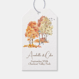 Etiquetas Para Regalos Boda de Acuarela Otoño en el Parque