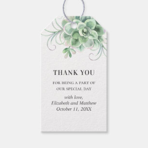 Etiquetas Para Regalos Boda de acuarela suculentas. Cactus gracias