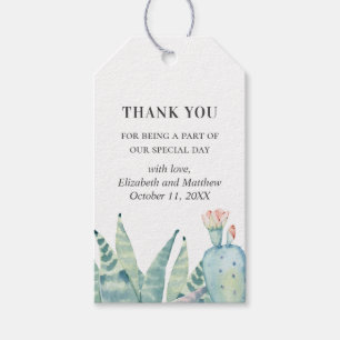 Etiquetas Para Regalos Boda de acuarela suculentas. Cactus gracias