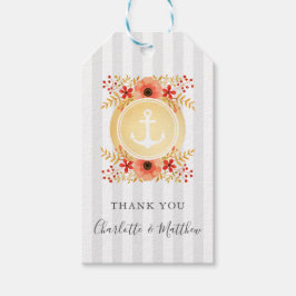 Etiquetas Para Regalos Boda de Anclaje de Oro Floral Watercolor