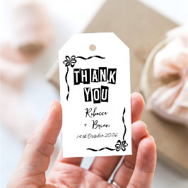 Etiquetas Para Regalos Boda de arco dibujado de mano negra y blanca