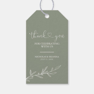 Etiquetas Para Regalos Boda de Boho Mínimo Verde Masaje Moderno Gracias