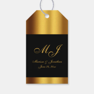 Etiquetas Para Regalos Boda de borde de caligrafía de oro negro de lujo