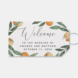 Etiquetas Para Regalos Boda de cítricos acuarela. Trato con flores en el