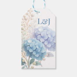 Etiquetas Para Regalos Boda de color azul de Pearl Hydrangea romántica