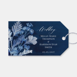 Etiquetas Para Regalos Boda de color de agua botánica índigo