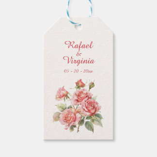Etiquetas Para Regalos Boda de color de agua para rosas