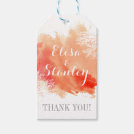 Etiquetas Para Regalos Boda de coral de acuarela moderna Gracias