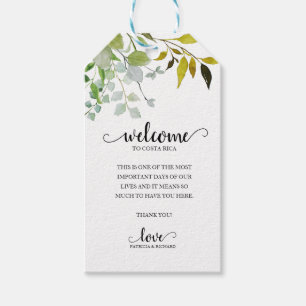 Etiquetas Para Regalos Boda de Destino Bienvenida Elegante Follaje