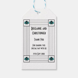 Etiquetas Para Regalos Boda de diseño Art Deco Azul