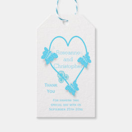 Etiquetas Para Regalos Boda de diseño del corazón de mariposa de color az