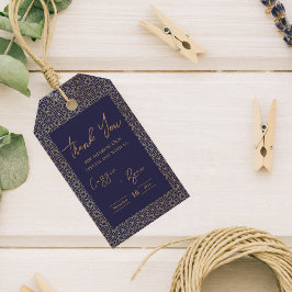 Etiquetas Para Regalos Boda de diseño intrincado de Royal Blue Gold