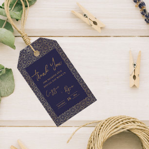 Etiquetas Para Regalos Boda de diseño intrincado de Royal Blue Gold
