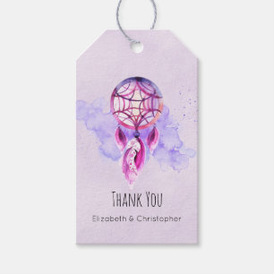 Etiquetas Para Regalos Boda de Dreamcatcher Rosa Gracias