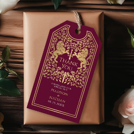 Etiquetas Para Regalos Boda de Espada Medieval del León Real Rojo Gracias