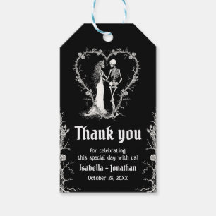 Etiquetas Para Regalos Boda de esqueletos góticos de Halloween en blanco 