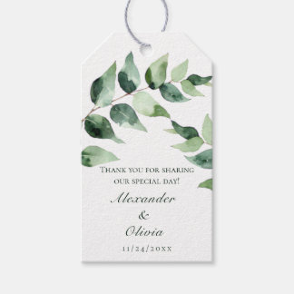Etiquetas Para Regalos Boda de Eucalipto con Acuarela | Blanco