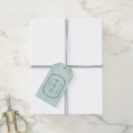 Etiquetas Para Regalos Boda de Flores Blancas Verde azuladas Pastel