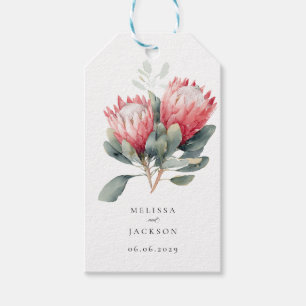 Etiquetas Para Regalos Boda de flores de color de agua de Rubor Protea