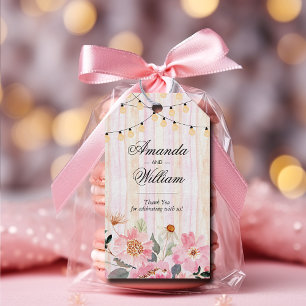 Etiquetas Para Regalos Boda de Flores Rosa de Acuarela Gracias