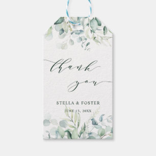 Etiquetas Para Regalos Boda de follaje verde acuarela Gracias
