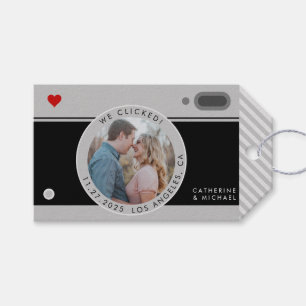 Etiquetas Para Regalos Boda de fotos de cámara negra único Guardar la fec