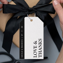 Etiquetas Para Regalos Boda de franja lateral blanca y negra gracias