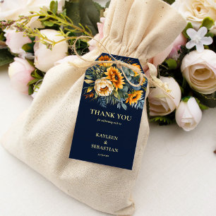 Etiquetas Para Regalos Boda de girasol rústico azul marino otoño