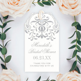 Etiquetas Para Regalos Boda de glamour de color plateado
