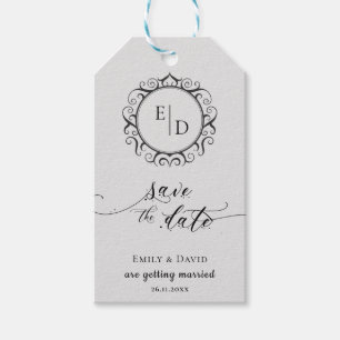 Etiquetas Para Regalos Boda de guión de un monograma caprichoso Guardar l