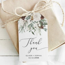 Etiquetas Para Regalos Boda de hoja perenne festiva de invierno