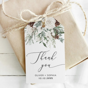 Etiquetas Para Regalos Boda de hoja perenne festiva de invierno