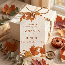 Etiquetas Para Regalos Boda de Hojas de Arce de Otoño Elegante