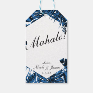 Etiquetas Para Regalos Boda de Hojas de Palma Tropicales de Azul de Mezcl