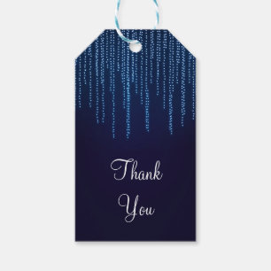Etiquetas Para Regalos Boda de Invierno Luces Elegantes de Destellos Azul