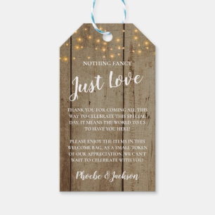 Etiquetas Para Regalos Boda de la cesta de bienvenida de Rustic String Li
