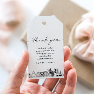 Etiquetas Para Regalos Boda de la Línea Skyline de Tuscon Gracias Etiquet