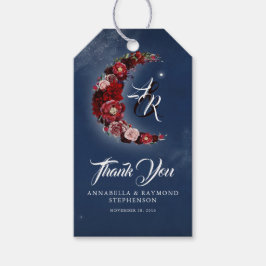 Etiquetas Para Regalos Boda de la Luna Floral Azul y Borgoña de la Marina