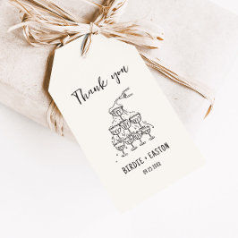 Etiquetas Para Regalos Boda de la torre de champán ilustrado a mano