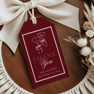 Etiquetas Para Regalos Boda de lujo con caligrafía de monograma de Burdeo